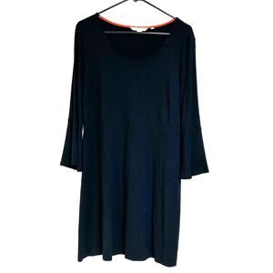 Boden Fit & Flare Black Stretch Dress Bell Sleeve Boho Size 14R